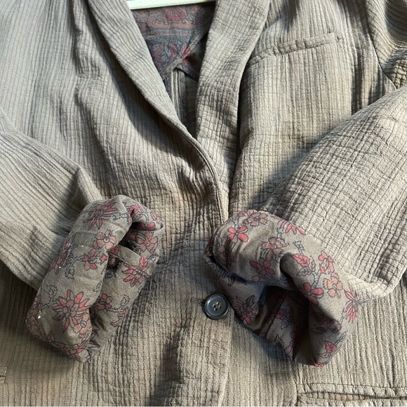 Free People Rowan Blazer Army Green Large Preppy Fall Boho - Picture 14 of 15